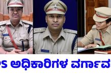 ಮೈಸೂರು,ಚಾ.ನಗರ, ಮಂಡ್ಯ, ಕೊಡಗು ಎಸ್ಪಿಗಳ ವರ್ಗ : ಚಾ.ನಗರದ ನೂತನ ಡಿಸಿ ರೂಪ.