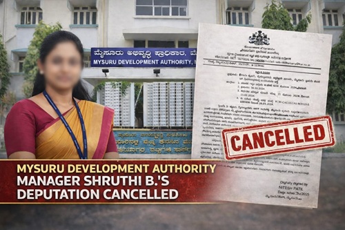 ಮೈಸೂರು ಅಭಿವೃದ್ಧಿ ಪ್ರಾಧಿಕಾರದ (MDA) ವ್ಯವಸ್ಥಾಪಕಿ ಶೃತಿ.ಬಿ ಪ್ರತಿನಿಯೋಜನೆ ರದ್ದು