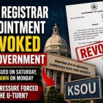 KSOU ರಿಜಿಸ್ಟ್ರಾರ್ ನೇಮಕಾತಿ ಆದೇಶ ಹಿಂಪಡೆದ ಸರ್ಕಾರ — ನಿಗೂಢ ನಿರ್ಧಾರಕ್ಕೆ ಪ್ರಶ್ನೆಗಳ ಮಳೆ