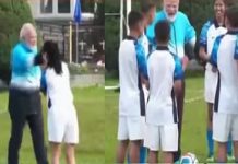 ಮಕ್ಕಳ ಜೊತೆ ಫುಟ್ಬಾಲ್ ಆಡಿ ಸಂಭ್ರಮಿಸಿದ ಪ್ರಧಾನಿ ಮೋದಿ