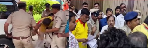 ಗೃಹ ಸಚಿವರ ಮುಂದೆ ಹೈಡ್ರಾಮಾ:KRS ಪಕ್ಷದ ಮುಖಂಡ ಪೊಲೀಸರ ವಶಕ್ಕೆ..!