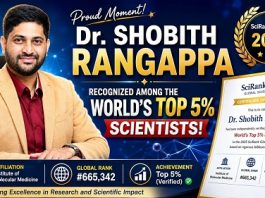 ಜಾಗತಿಕ ವಿಜ್ಞಾನಿಗಳ ಪಟ್ಟಿಯಲ್ಲಿ ಸ್ಥಾನ ಪಡೆದ ಡಾ. ಶೋಬಿತ್ ರಂಗಪ್ಪ