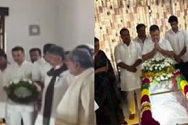 ಕಾಂಗ್ರೆಸ್ ಮುಖಂಡ ಸೂರಜ್ ಹೆಗ್ಡೆ ಅವರ ಅಂತಿಮ ದರ್ಶನ ಪಡೆದ ರಾಹುಲ್ ಗಾಂಧಿ
