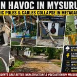 ಮೈಸೂರಲ್ಲಿ ಮಳೆ ಅವಾಂತರ: ಧರೆಗುರುಳಿದ ವಿದ್ಯುತ್ ಕಂಬ, ಕೇಬಲ್ ಗಳು, ನಿವಾಸಿಗಳ ಪರದಾಟ