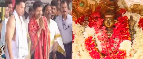 ಕೊಲ್ಲೂರು ಮೂಕಾಂಬಿಕಾ ದೇಗುಲಕ್ಕೆ ಭೇಟಿ: ದೇವಿ ದರ್ಶನ ಪಡೆದು ಪೂಜೆ ಸಲ್ಲಿಸಿದ ಸಿಎಂ ವಿಜಯ್