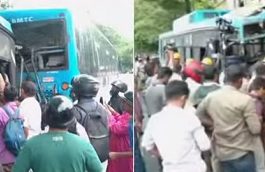 ಎರಡು BMTC ಬಸ್ ಗಳ ನಡುವೆ ಭೀಕರ ಅಪಘಾತ: ಡ್ರೈವರ್ ಸ್ಥಿತಿ ಗಂಭೀರ