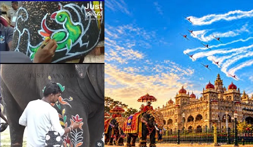 mysore dasara-jamboo savari ಐತಿಹಾಸಿಕ ಜಂಬೂಸವಾರಿಗೆ ಕ್ಷಣಗಣನೆ: ಮೊದಲ ಬಾರಿಗೆ ಚಿನ್ನದ ಅಂಬಾರಿ ಹೊರಲು ಪ್ರಶಾಂತ ಸಜ್ಜು..